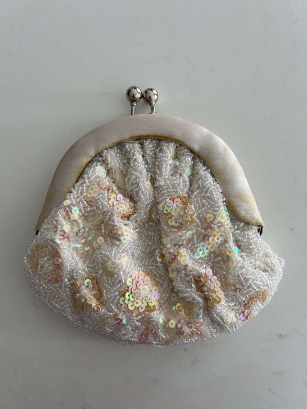 Ivory Sequin Evening Clutch